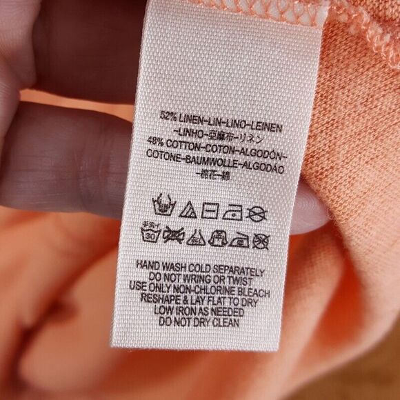 FREE PEOPLE Womens Top Medium Orange Cut Out Linen Blend Oversized Side Slit - Picture 9 of 10